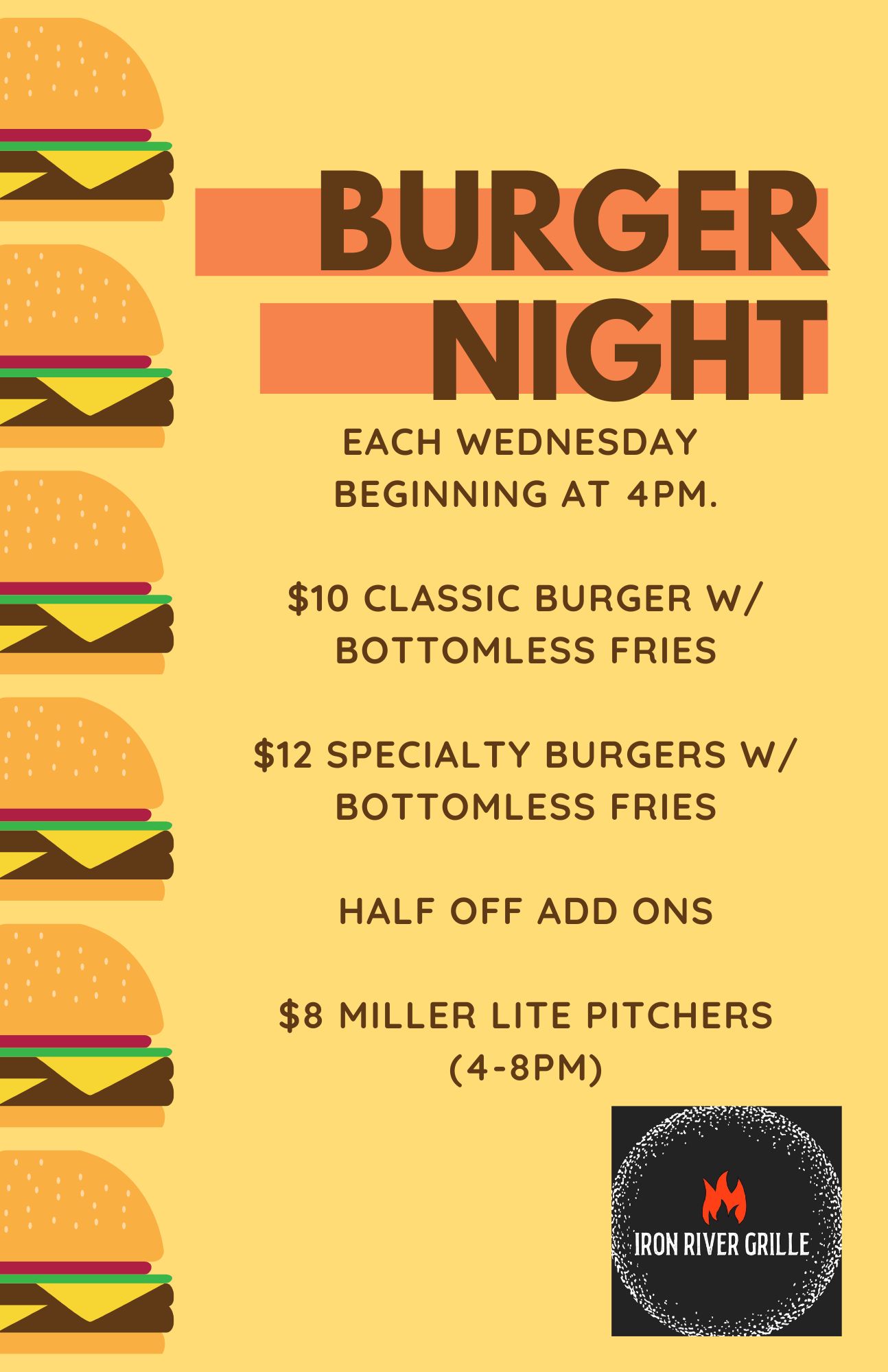 IRG Burger night recurring yellow 5.29.24